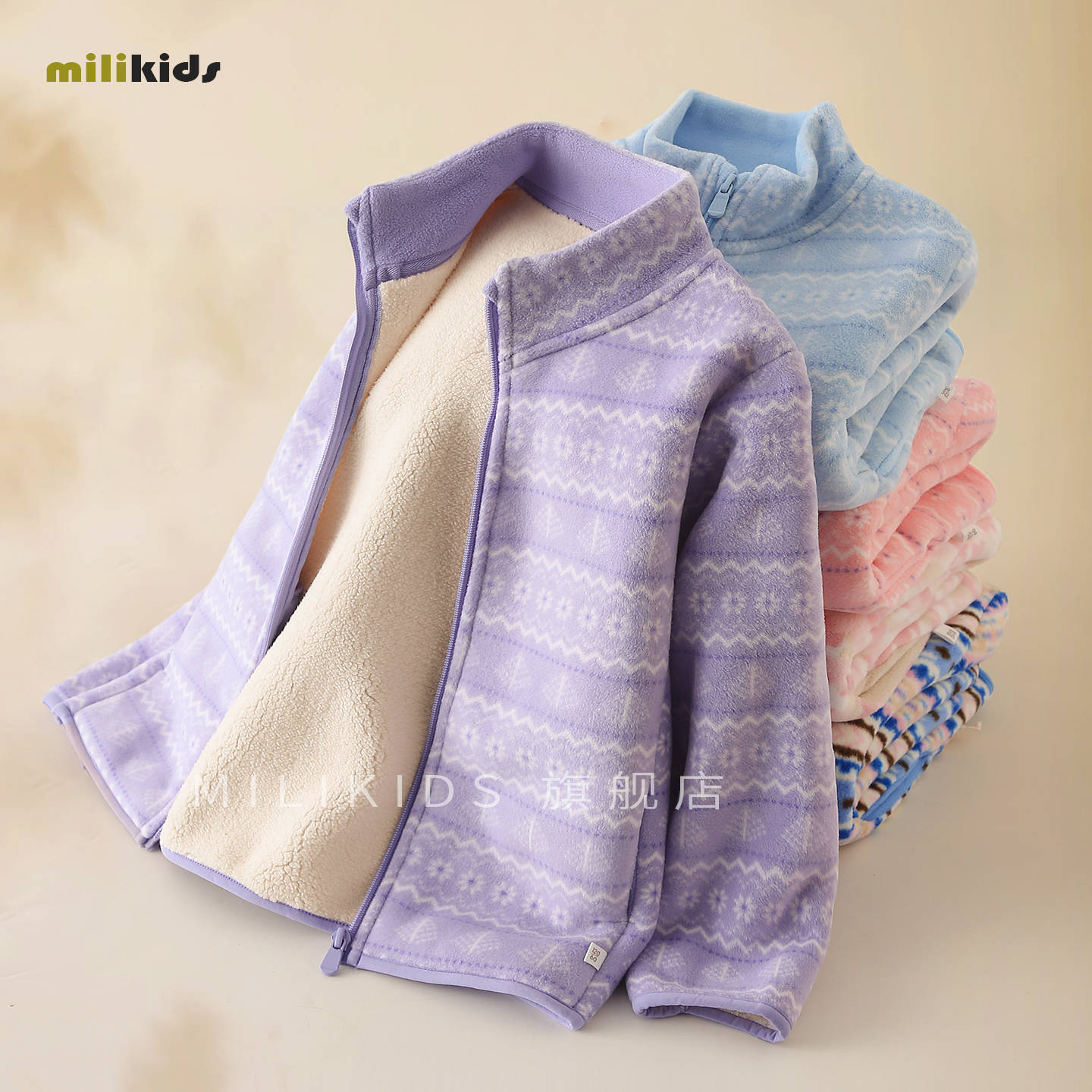 男女童摇粒绒外套秋冬季新款大童儿童加绒校服神器冲锋衣内胆上衣