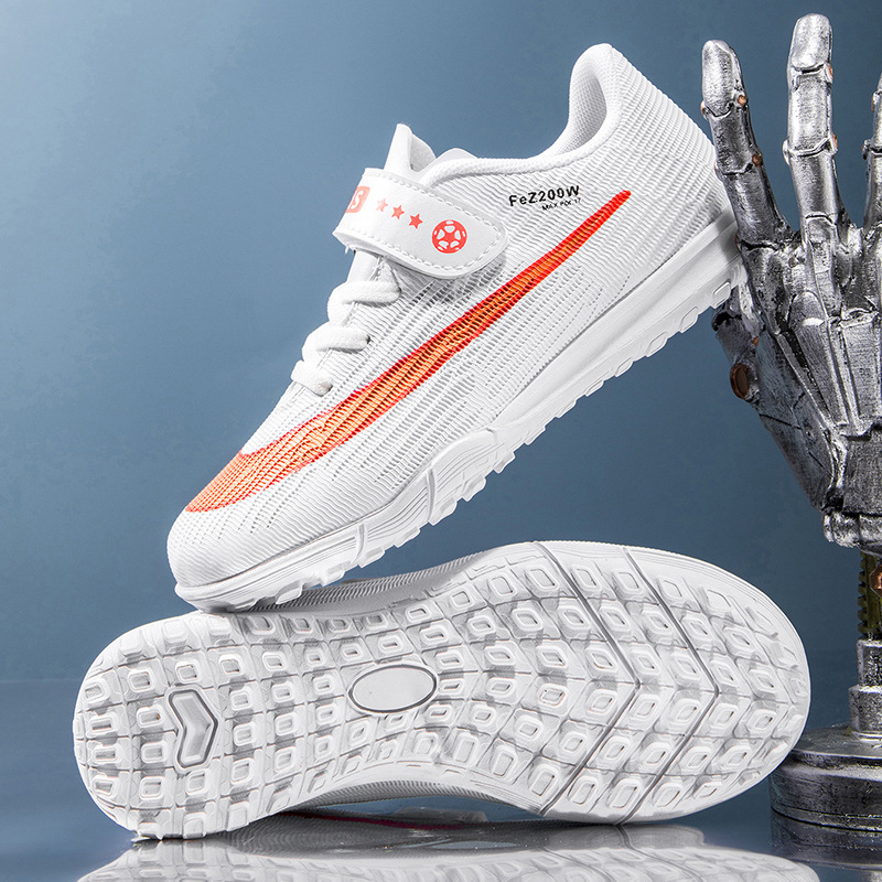 Zapatillas de Fútbol TF para Niños de Caucho Ligeras con Cierre Adhesivo para Césped Escolar