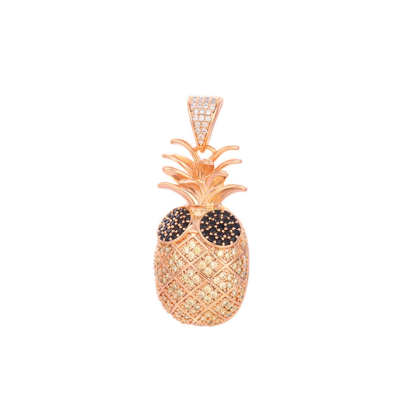Colgante de Piña de Aleación de Cobre y Circona Artificial Chapado en Oro de 18K image 6