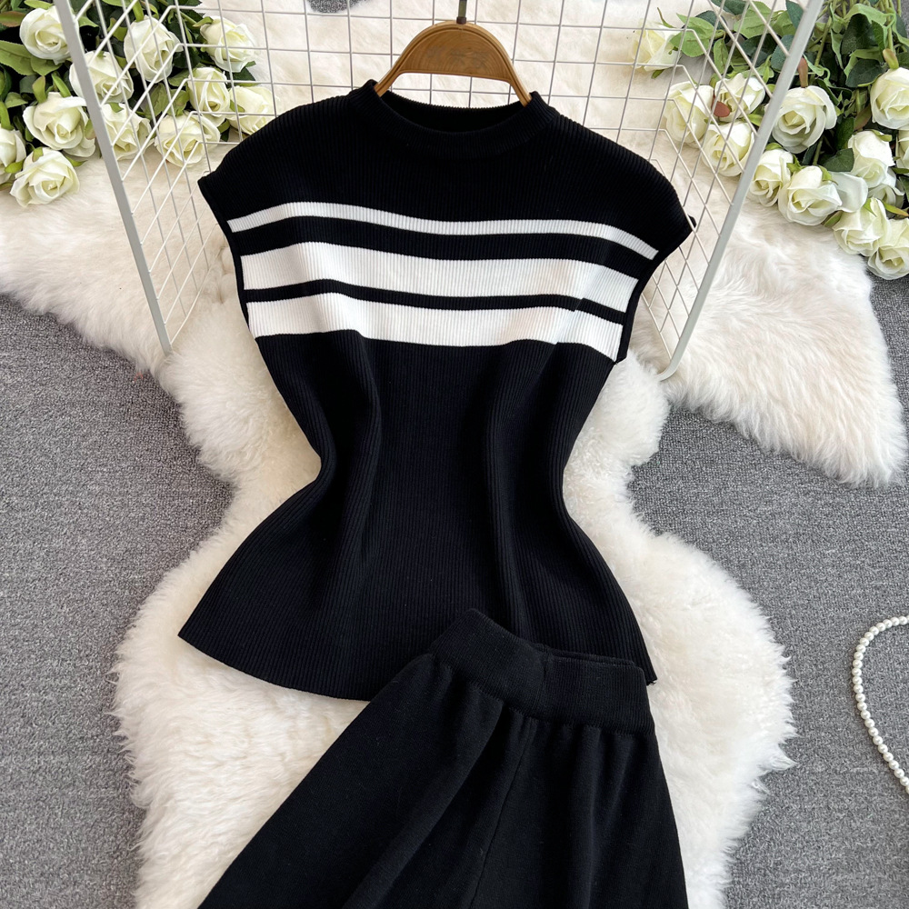 473g Weight Sleeveless Sleeve Length Polyester Fabric Type Pant Co-ord Set Sets Type 2 Pieces Set Quantity Daily Occasion Round Neck Neckline Loose Fit Type Stripe Pattern Summer Season Women's Gender Casual Style Daily Women's Casual Stripe Polyester Pant Co-ord Set Pants Sets 20
