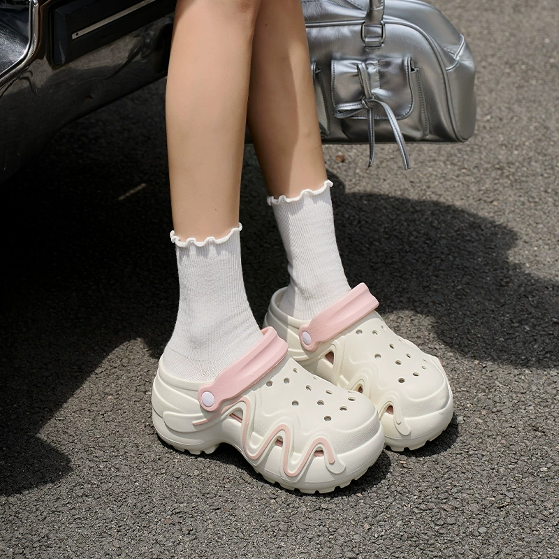 Обувь с пещерой женская мода дикая летняя новая наружная нескользящая пляжная сандалия увеличивает толщину нижнего дна eva Баотоу тапочки