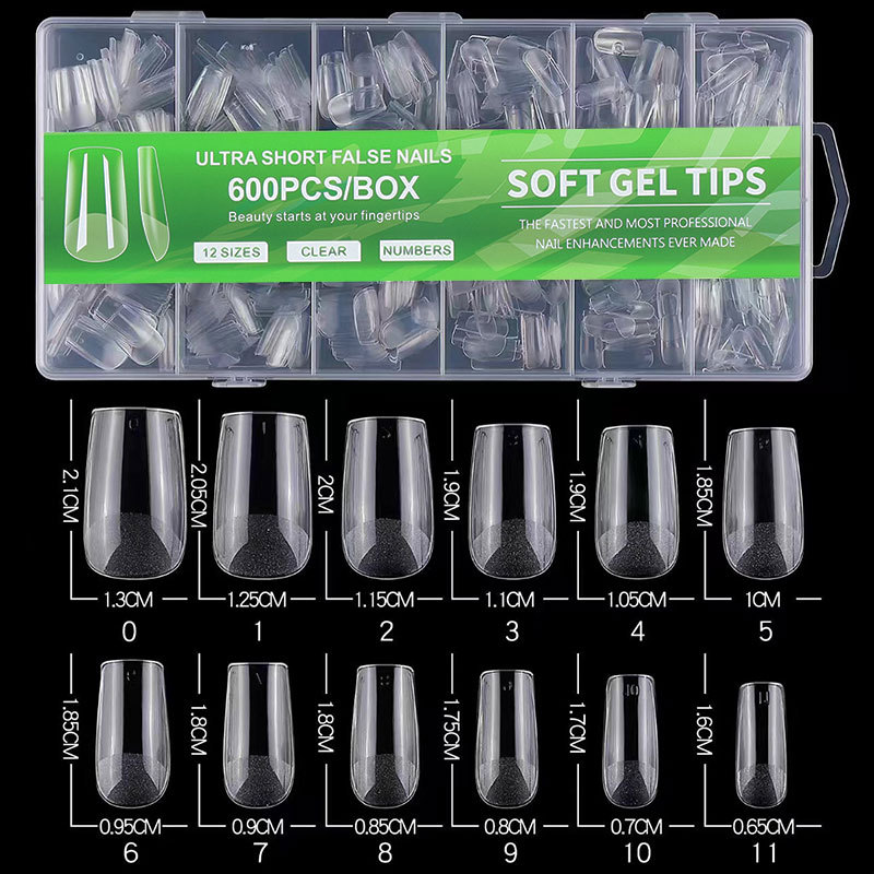 Transfronterizo nuevo manicuras de manicuras sin grabar delgado semigrasado sin marcas europeas y americanas dedo falso esmerilado 600pcs manicuras al por mayor
