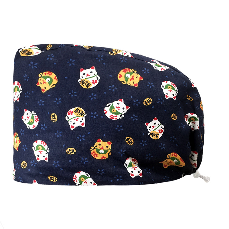 Algodón puro impreso casquillo de la enfermera tapa médica hogar tapa de la cocina aceite de catering a prueba de humo anti-pelo sombrero de trabajo de la enfermera