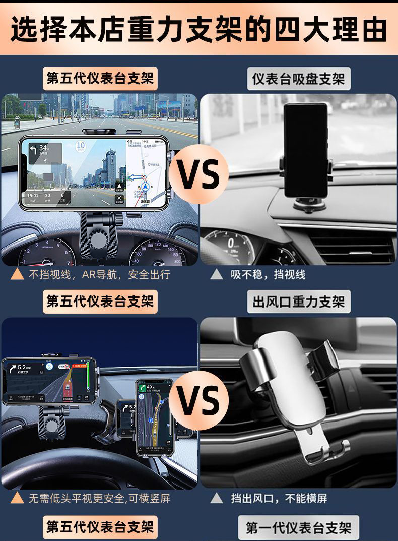 Longqi's New Upgraded Car Mobile Phone Holder Car Dashboard Crocodile Clip Navigation Car Fixed Support Bracket