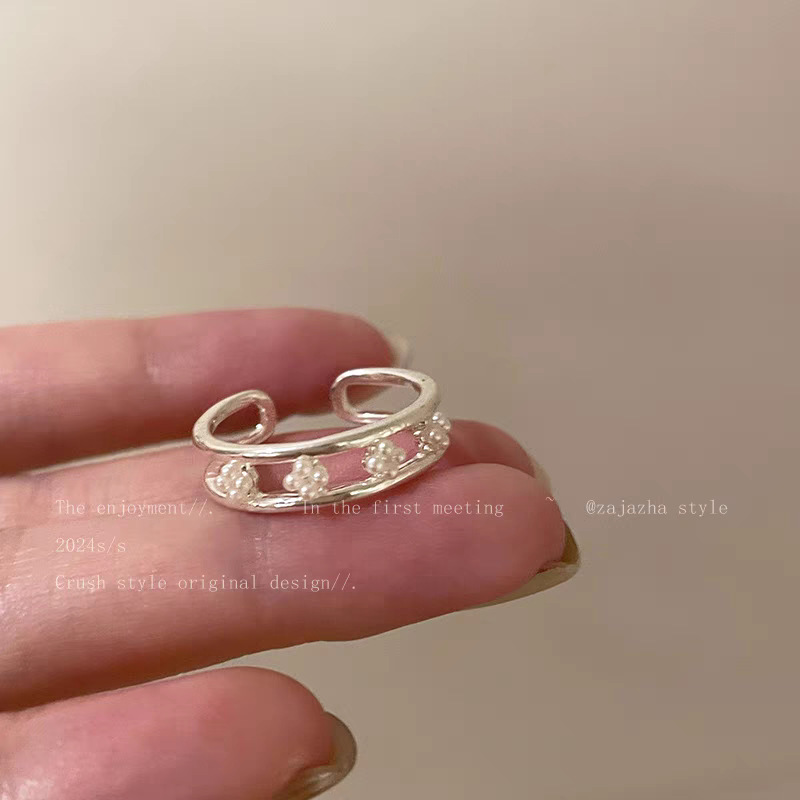 韓国版の不規則な925スターリングシルバーの女性用多用途リング、ニッチなインスタイルのデザイン、色あせしない組み合わせリング