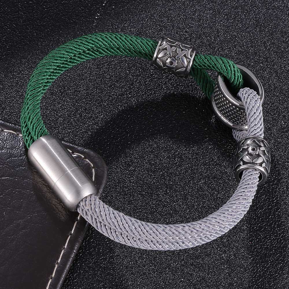 45g Weight 304 Stainless Steel Pendant Material Bracelets Classification Milan Rope Chain Material Cord String Chain Type Street Occasion 304 Stainless Steel, rope Material Color Block Pattern All Seasons Season Men's Gender Plating Design Streetwear Style Streetwear Color Block 304 Stainless Steel Rope Plating Men's Bracelets Men Cord & Leather Bracelets 10