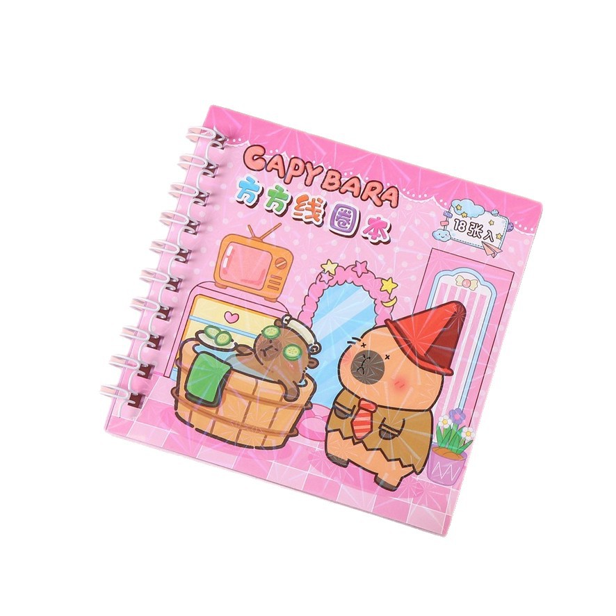 Pegatinas creativas 2 en 1 libro de bobina para niños pequeños regalos Capibara mini portátil de color libro de bolsillo