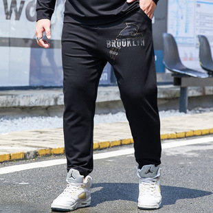 Trendy Brand Men's Wide-legged Autumn Pants Extra Large Size Wei Pants for Fat Men Super Large Fleece-lined Straight Pants for Fat Men Winter Casual Pants