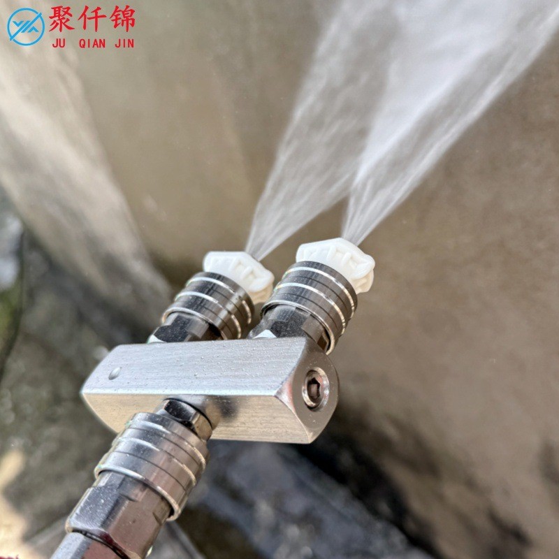 High-Pressure Washer Water Gun with Dual Spray Heads, One-To-Two Quick Connector, Dual Stainless Steel 1/4 Inch Spray Heads for Car Washing