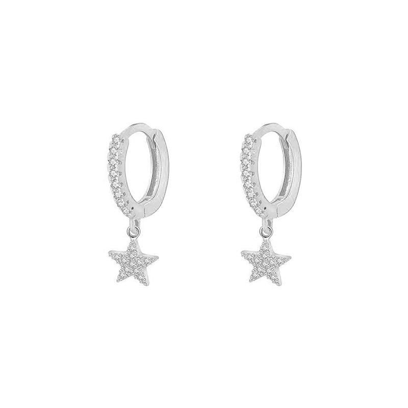 Star Pattern Women'S Gender Fashion Style Fashion Star Copper Zircon Earrings
