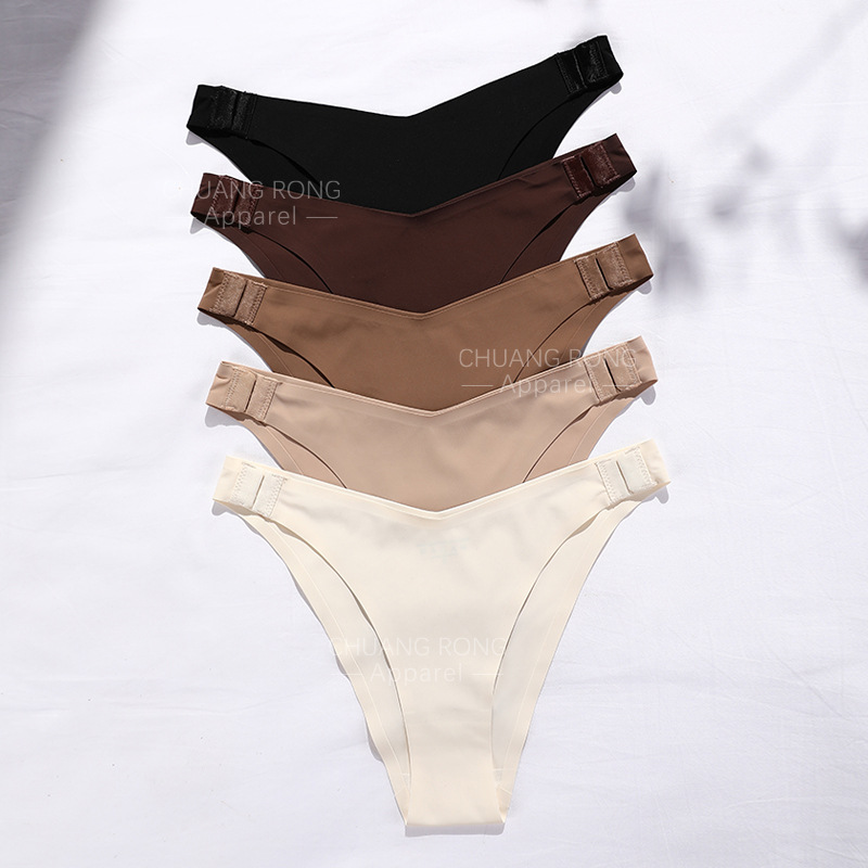 Ropa interior de seda de hielo sin costuras sexy europea y americana para mujer talla grande simple transpirable cintura baja de secado rápido de algodón puro libre de calzoncillos de mujer