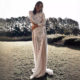 European and American Women's Dress Round Neck Long Sleeve Hollow Backless Lace Celebrity Banquet Wedding Dress