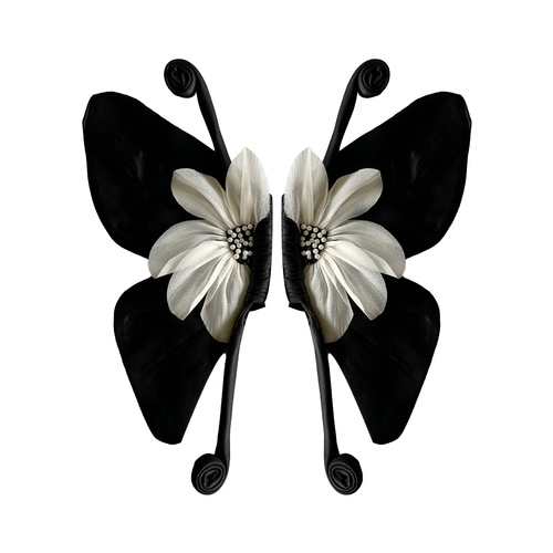 new design black beaded three-dimensional bow pair of clothing accessories collar flower accessories clothing accessories