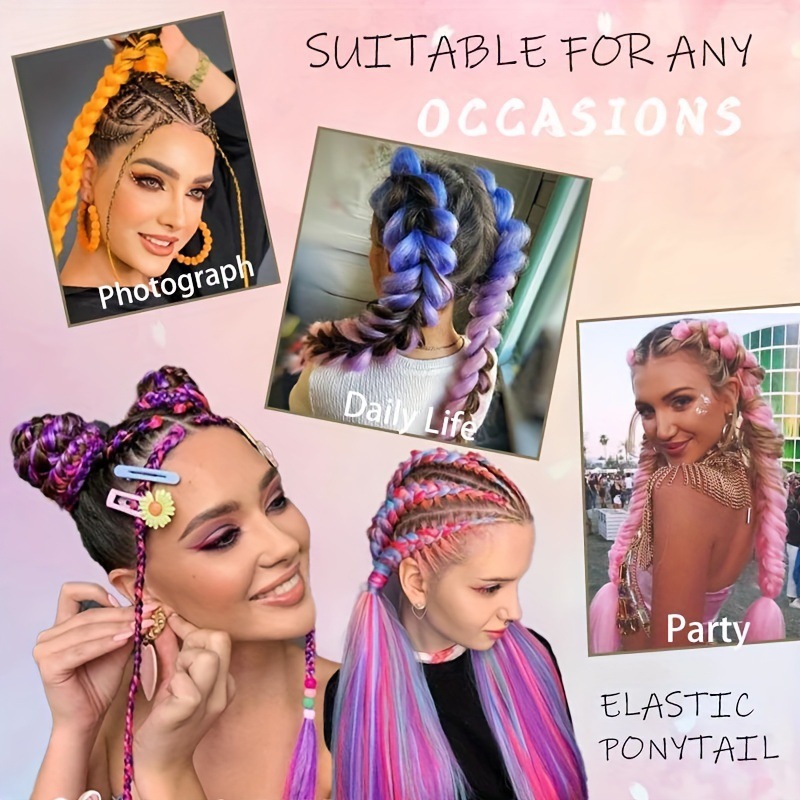 2 piezas de paquete de niños niñas pelucas de cola de caballo elásticas de boxeo trenzas de cuerda elástica de color trenzas de cabello extensiones de pelo