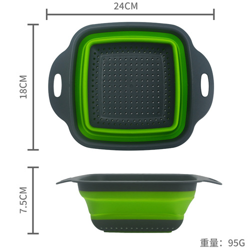 Household folding drain basket square retractable drain basket washing vegetables fruit basket drain basket fruit plate vegetable basket