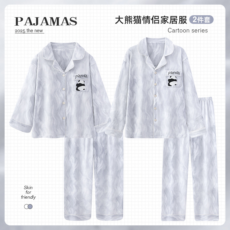 Cartoon Couple Pajamas, One Man and One Woman, German Velvet Long-Sleeved Pants, Autumn and Winter Warm and High-End Home Wear Set