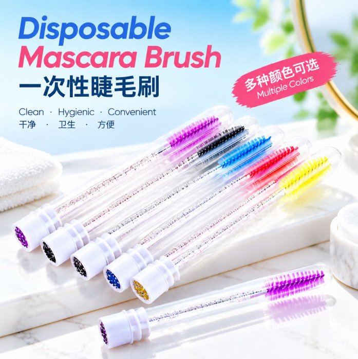 Disposable eyelash brush with crystal handle, convenient for cross-border use, hygienic, and a sparkling single eyelash brush