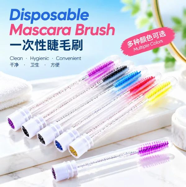 Disposable eyelash brush with crystal handle, convenient for cross-border use, hygienic, and a sparkling single eyelash brush
