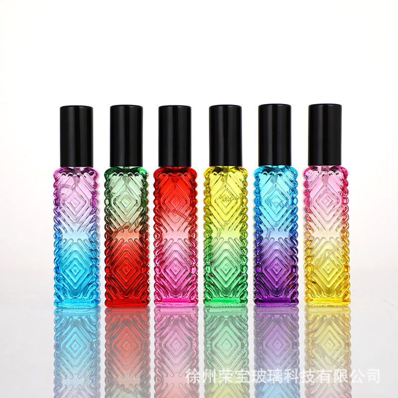 Botella de perfume cuadrada de color 15ml botella de maquillaje de color botella de aerosol de muestra portátil pequeña botella de fragancia compacta