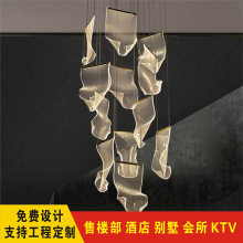 loft别墅复式旋转楼梯间长吊灯创意婚庆高性价比亚克力气泡柱吊灯