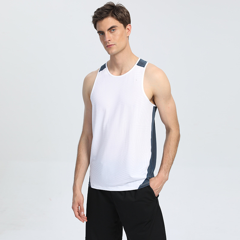 Summer Round Neck Vest Men's Training Fitness Sports Sweatshirt Men's Casual Bottoming Wide Shoulder Sleeveless Vest T-shirt