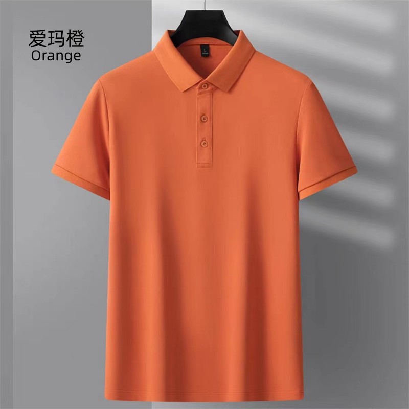 Negocios Camisa de polo de comercio exterior Camiseta de manga corta para hombres solapa suelta verano gama alta TikTok popular Ice Silk Plus size top