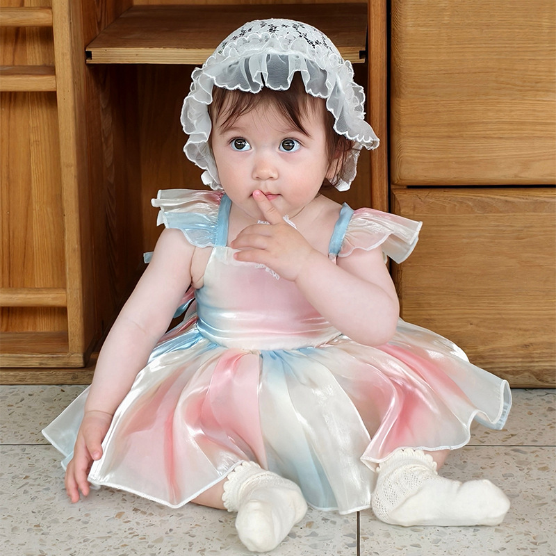 2025夏の洋風の女の子の赤ちゃんの子供のワンピースのロリータの王女のスカートの1-3eの子供の誕生日のドレスの蓬蓬のスカートの子供服|undefined