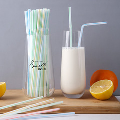 Disposable flexible plastic straw, curved for children, thickened, colorful, for drinks, milk tea, fine tube