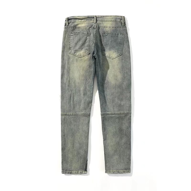 Men's Slim Fit Ripped Jeans - Stretch Denim Pants With Distressed Details For Casual Streetwear_mkmklike.com