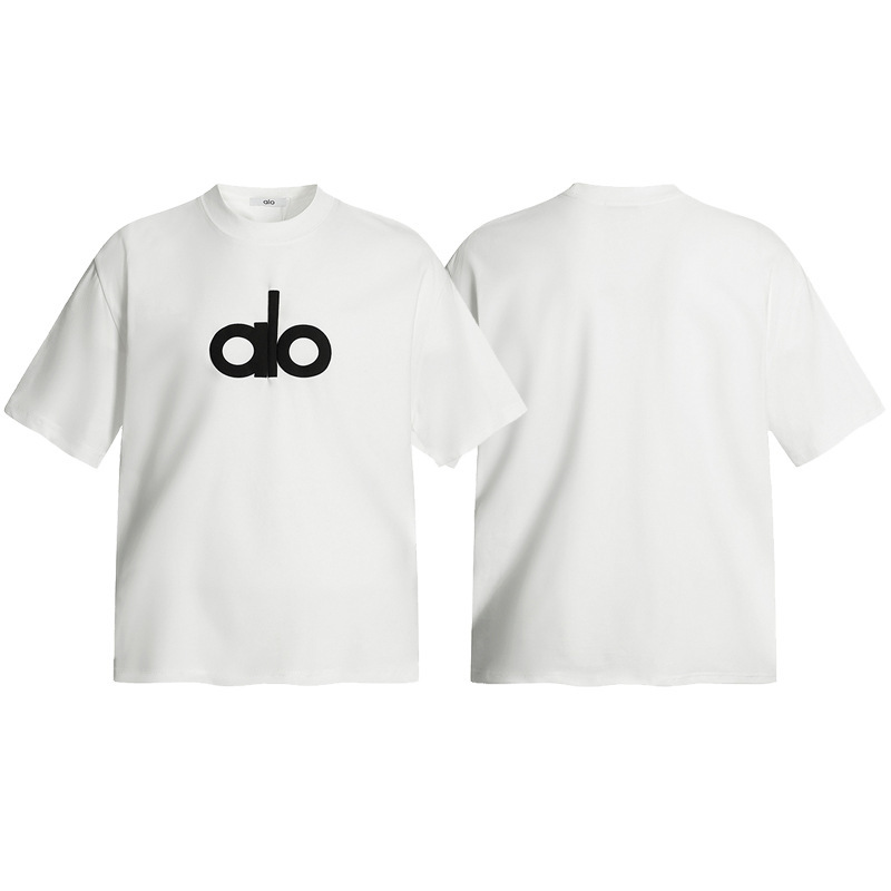 アメリカンハイストリートAloレターフォーム半袖ルーズニッチカジュアル万能男女カップルシンプルTシャツ半袖シャツ|undefined