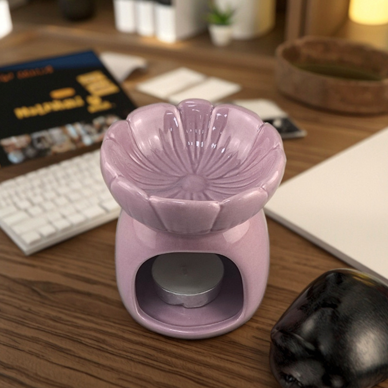 Lámpara de incienso de cerámica quemada en seco, lámpara de aceite esencial, horno de incienso de flores de cerámica, dormitorio, sala de estar, humidificador de fragancia