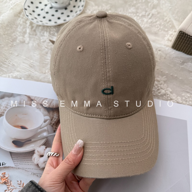 Corea del Sur letras pequeñas bordadas sombrero de béisbol blando para mujeres 2025 nuevo sombrero de bisel amplio delgado sombrero de sombra