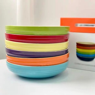 French Rainbow 8inch Deep Plate Colorful Series Six Color Deep Plate 20cm Soup Plate