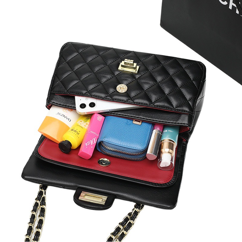 有名なブランドのレディースバッグ 2024 新しいファッションレトロハイエンド菱形チェーンバッグ本革ショルダークロスボディバッグトレンディなを購入する