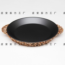 酒店商用特色创意餐具大盘鸡黑色铁不粘盘子鱼头锅小龙虾菜盘加