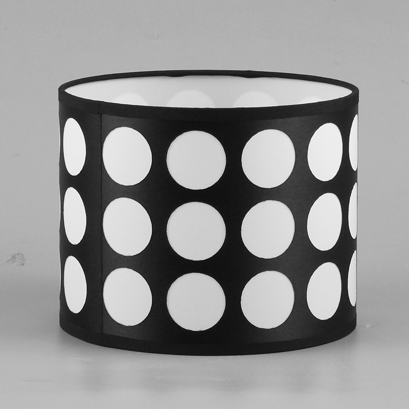 Nueva pantalla de lámpara de impresión de lunares en blanco y negro moderno, sala de estar, dormitorio, salón de té, sala de estudio, personalidad creativa, pantalla de lámpara al por mayor