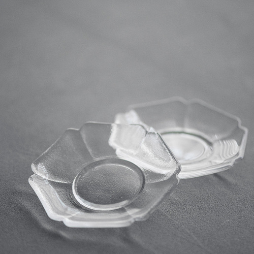 Japanese-style glass teacup brewing cup coaster tray heat separator crystal transparent tea mat tea set accessory tea ceremony