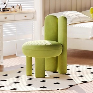 Modern Cream-Style Makeup Stool for Home Use, Light Luxury Master Bedroom Dressing Table Chair, Girls' Bedroom Backrest Makeup Chair