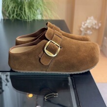 厚底内增高勃肯鞋女包头半拖鞋外穿2025新款秋季一脚蹬懒人博肯鞋