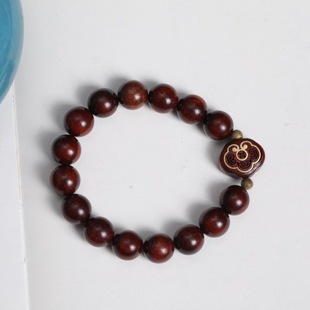 New Original Handmade Versatile Small Leaf Red Sandalwood Bracelet DIY with Ruyi Style Beads 10mm Women's Bracelet Jewelry