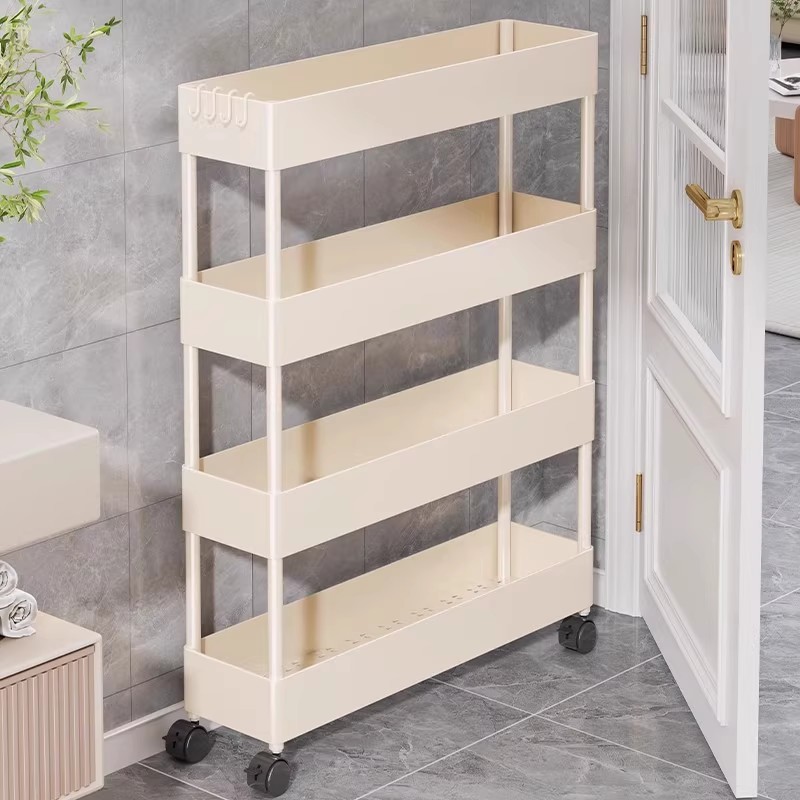 Bathroom Storage Rack, Gap Storage Cabinet, Ultra-Thin Gap Floor-Standing Trolley Behind Bathroom Door, Kitchen Wall Shelf