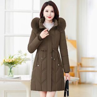 Winter Women's Mid-Length Cotton Coat 2025 New Slim Fit Fur Collar down Cotton Jacket Warm Thickened Cotton Coat