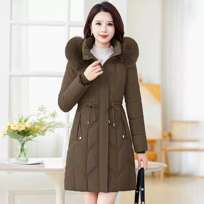 Winter fitted keep warm down jacket with down, feather stuffing, increased thickness