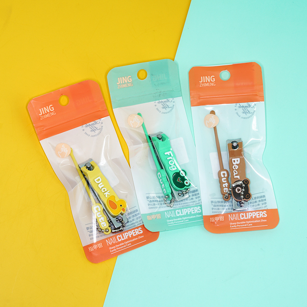 Jingzhimeng cartoon nail clippers student candy color small size nail clippers ear spoon combination pendant independent packaging