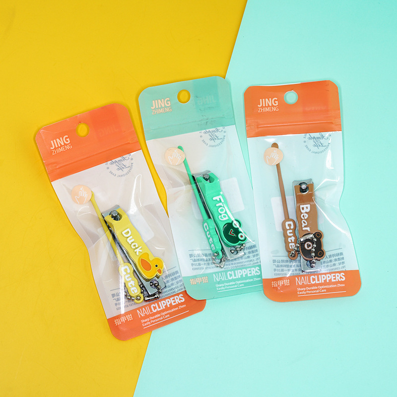 Jingzhimeng cartoon nail clippers student candy color small size nail clippers ear spoon combination pendant independent packaging
