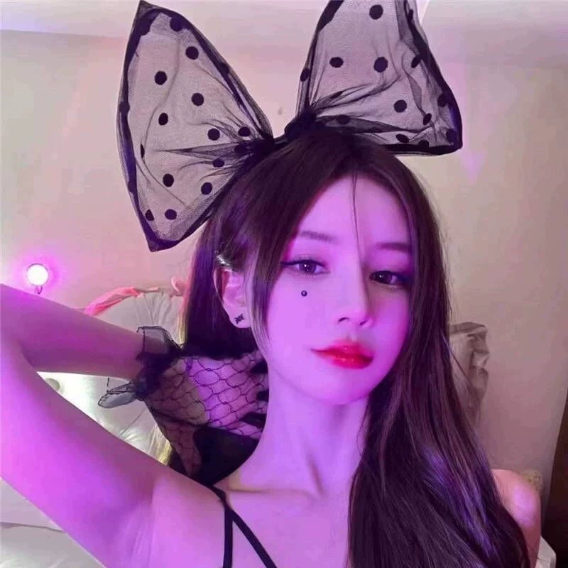 Headband Red Rabbit Lace Ears, Handmade Hair Accessory, High-Quality Graduation Party Style