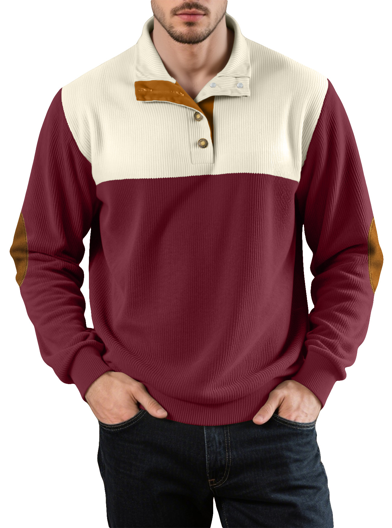Nuevo tamaño transfronterizo otoño y invierno hombre casual color con solapa camiseta deportiva Amazon camiseta de cuello vertical