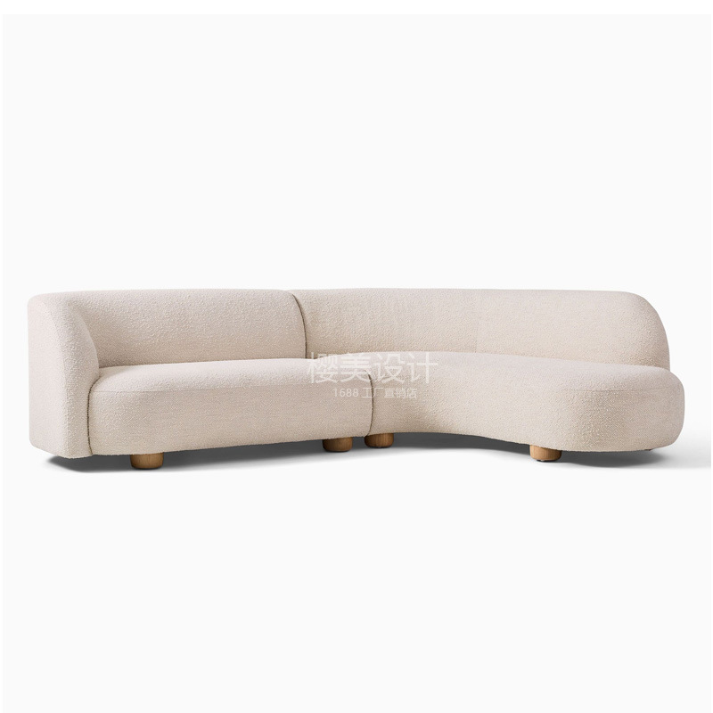 Sofá de cordero minimalista de estilo silencioso, diseño de lujo ligero nórdico, sofá de esquina de la princesa arcada, combinación de sofá grande de alojamiento residencial