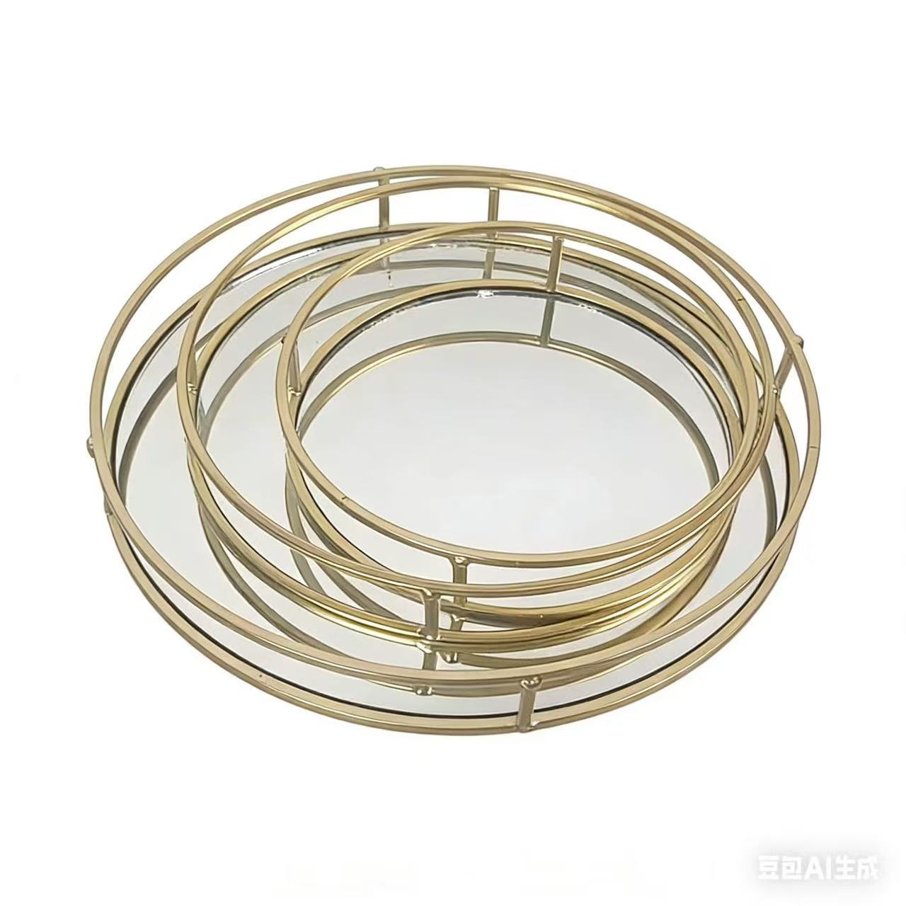 Espejo de lujo ligero bandeja de almacenamiento cosméticos perfumes joyas acabado estante de pastel estante de escritorio ins bandeja de aire