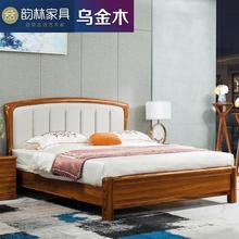全实木床乌金木木轻奢现代简约1.5米1.8米床软靠婚床主卧双人床